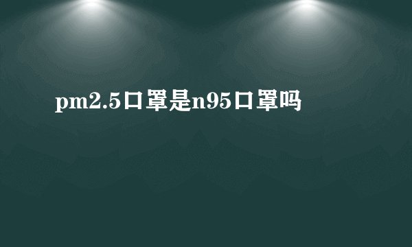 pm2.5口罩是n95口罩吗