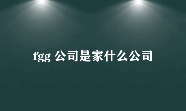 fgg 公司是家什么公司