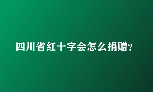 四川省红十字会怎么捐赠？