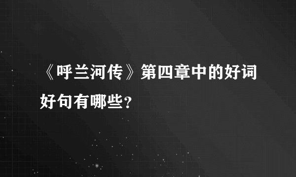 《呼兰河传》第四章中的好词好句有哪些？