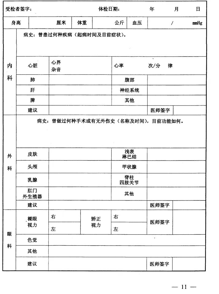 2021公务员录用体检特殊标准（试行）