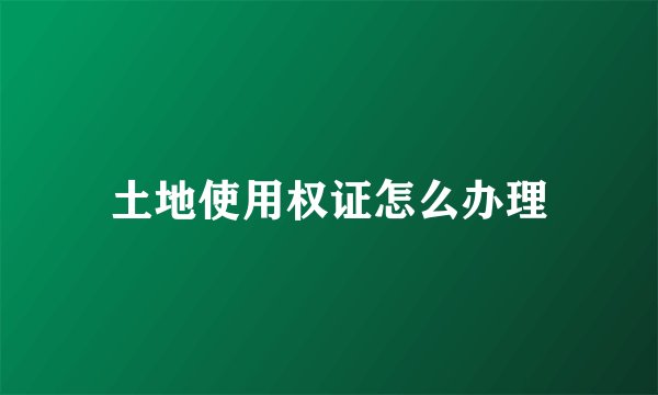 土地使用权证怎么办理