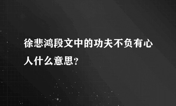 徐悲鸿段文中的功夫不负有心人什么意思？