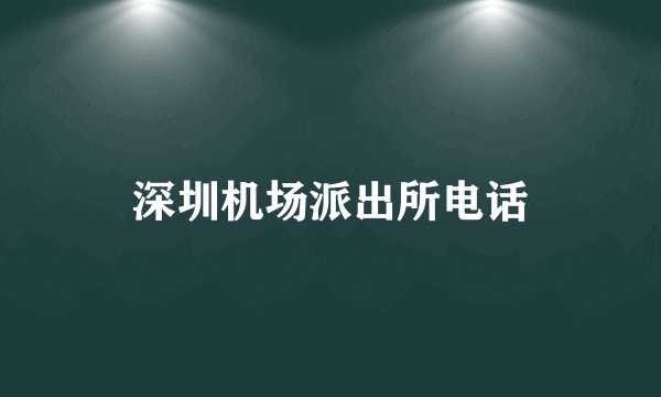 深圳机场派出所电话