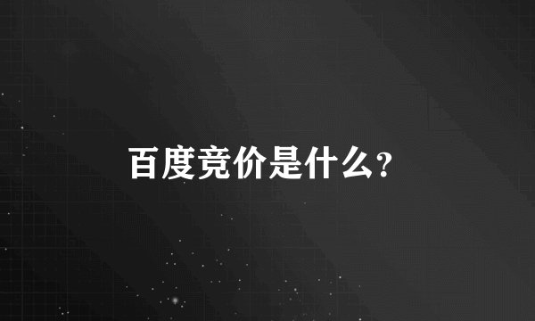 百度竞价是什么？