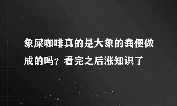 象屎咖啡真的是大象的粪便做成的吗？看完之后涨知识了