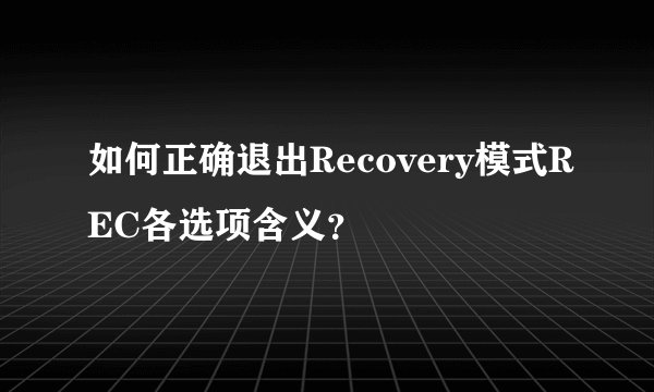 如何正确退出Recovery模式REC各选项含义？