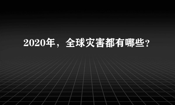 2020年，全球灾害都有哪些？