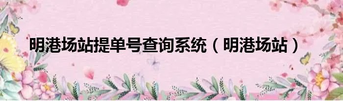 明港场站提单号查询系统（明港场站）