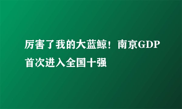 厉害了我的大蓝鲸！南京GDP首次进入全国十强