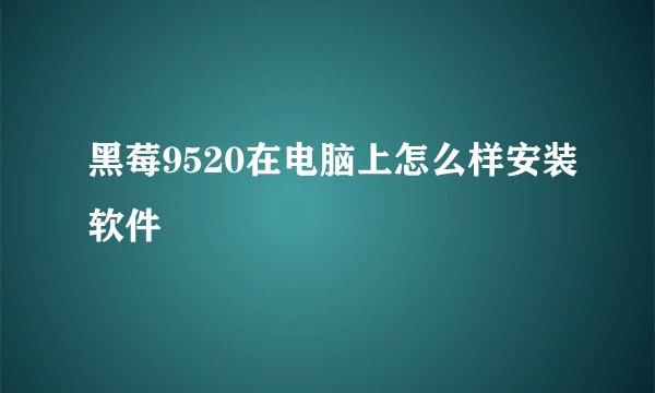黑莓9520在电脑上怎么样安装软件