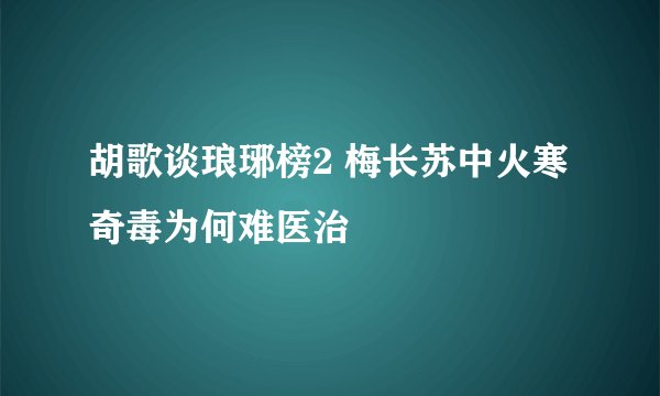 胡歌谈琅琊榜2 梅长苏中火寒奇毒为何难医治