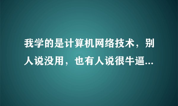 我学的是计算机网络技术，别人说没用，也有人说很牛逼，到底谁说的是真的？这个专业到底好不好？难学吗？