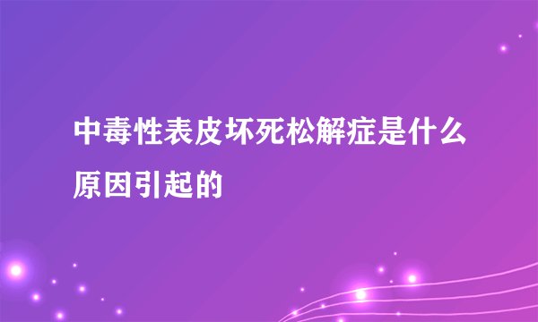中毒性表皮坏死松解症是什么原因引起的