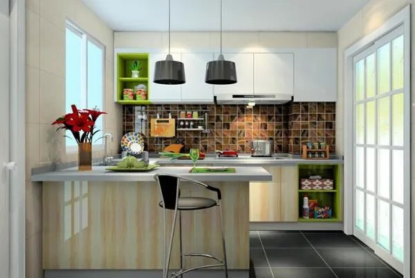 u型橱柜效果图 小户型厨房必备款