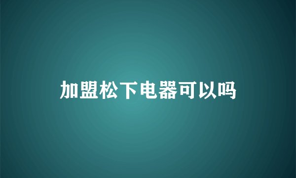 加盟松下电器可以吗