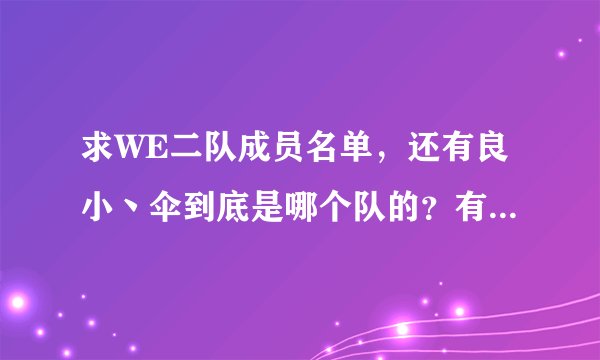 求WE二队成员名单，还有良小丶伞到底是哪个队的？有人说汉宫的，有人说WE二队的，求解