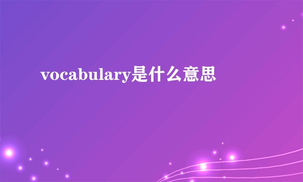 vocabulary是什么意思