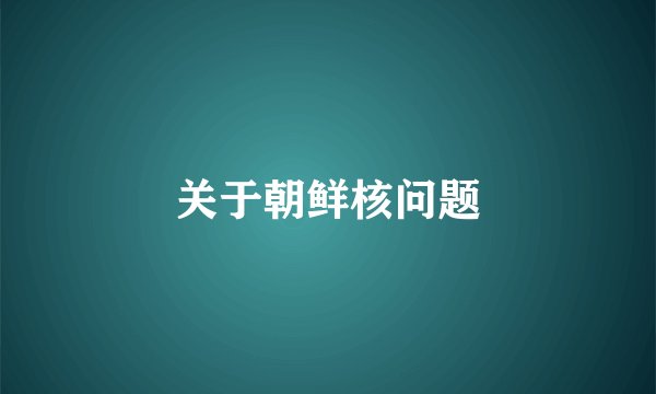 关于朝鲜核问题