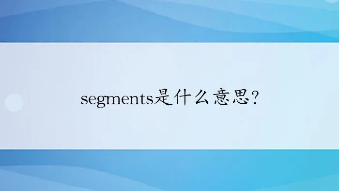 segments是什么意思？