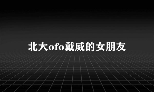 北大ofo戴威的女朋友