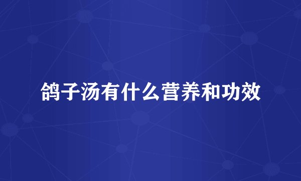 鸽子汤有什么营养和功效