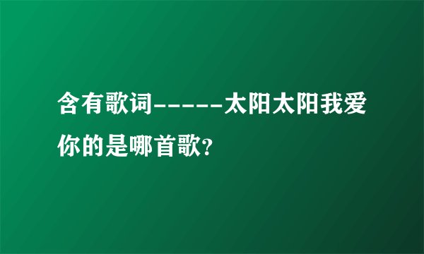 含有歌词-----太阳太阳我爱你的是哪首歌？