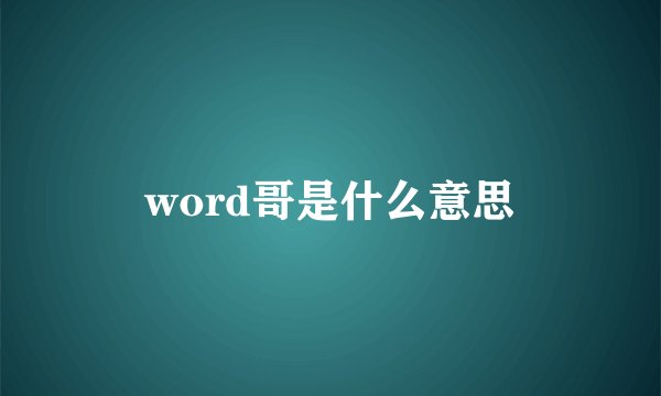 word哥是什么意思