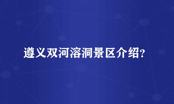 遵义双河溶洞景区介绍？