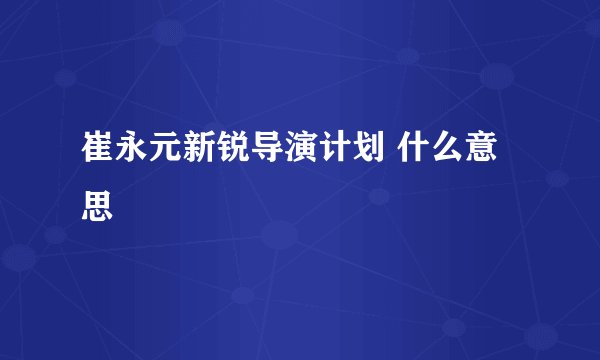 崔永元新锐导演计划 什么意思
