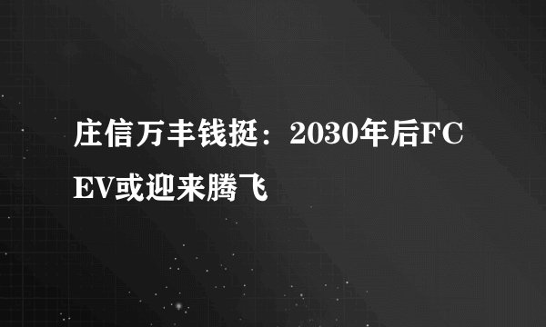 庄信万丰钱挺：2030年后FCEV或迎来腾飞