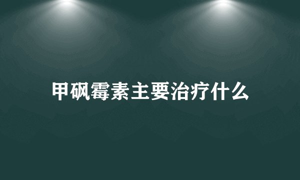 甲砜霉素主要治疗什么