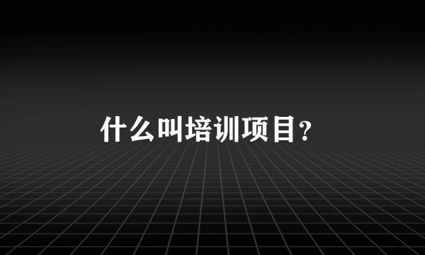 什么叫培训项目？