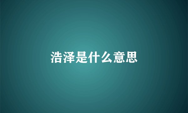 浩泽是什么意思