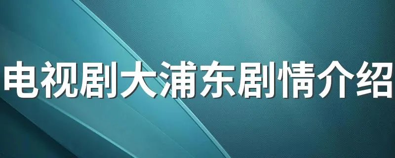 电视剧大浦东剧情介绍 这部剧演绎了什么故事