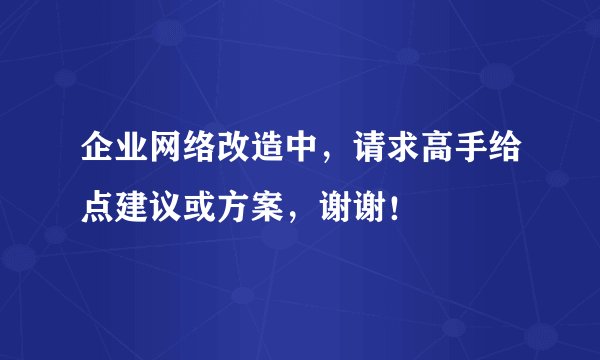企业网络改造中，请求高手给点建议或方案，谢谢！