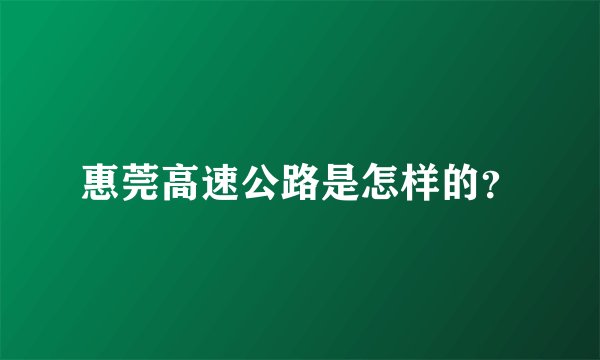 惠莞高速公路是怎样的？
