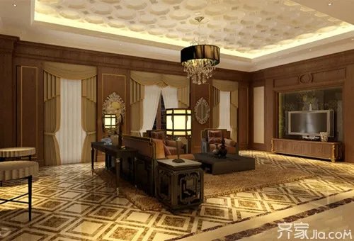 客厅地面拼花装修效果图 欧式装修让空间高端大气上档次