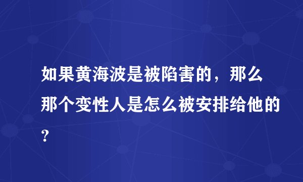 如果黄海波是被陷害的，那么那个变性人是怎么被安排给他的？