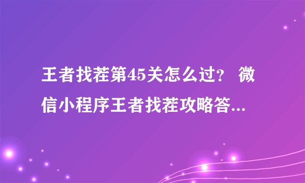 王者找茬第45关怎么过？ 微信小程序王者找茬攻略答案第45关