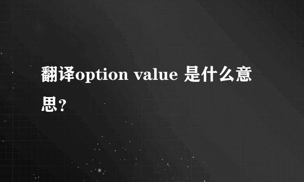 翻译option value 是什么意思？