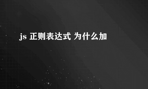 js 正则表达式 为什么加