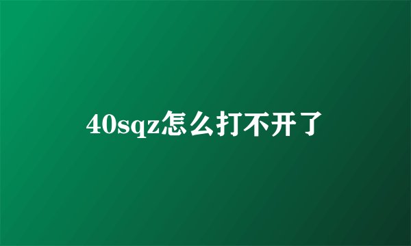 40sqz怎么打不开了