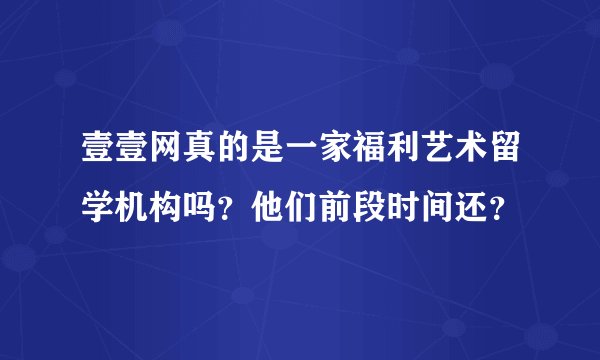 壹壹网真的是一家福利艺术留学机构吗？他们前段时间还？