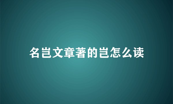名岂文章著的岂怎么读