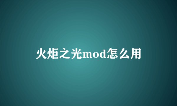 火炬之光mod怎么用