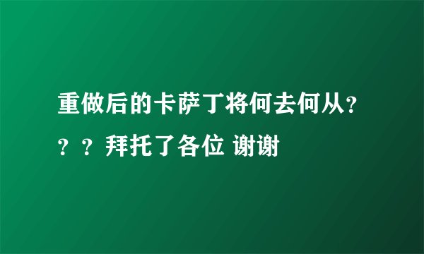 重做后的卡萨丁将何去何从？？？拜托了各位 谢谢