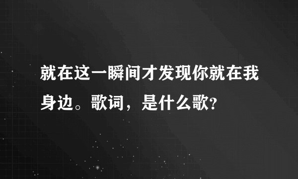 就在这一瞬间才发现你就在我身边。歌词，是什么歌？
