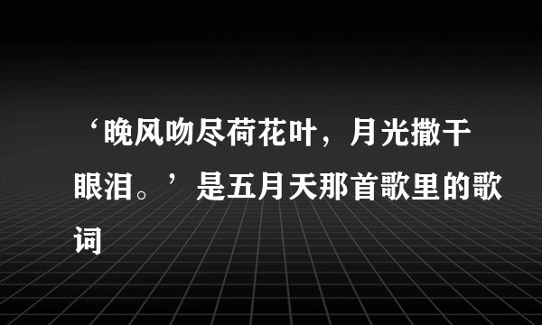 ‘晚风吻尽荷花叶，月光撒干眼泪。’是五月天那首歌里的歌词