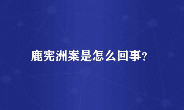 鹿宪洲案是怎么回事？